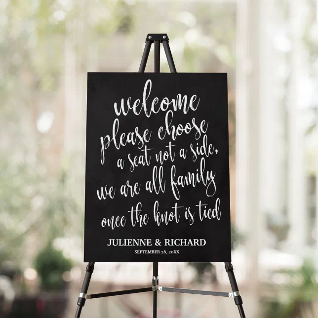 Wedding Welcome Choose a Seat Black and White Sign | Zazzle
