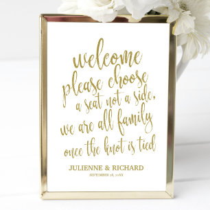 Wedding Welcome Choose a Seat Gold Glitter Sign