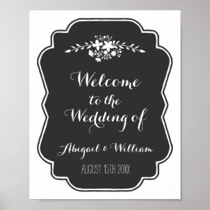 Wedding Welcome Custom Sign Floral Chalkboard