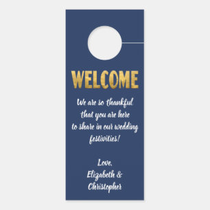 Wedding Welcome Do Not Disturb Gold Blue White Door Hanger