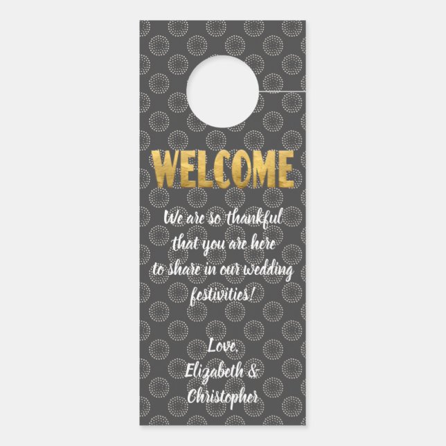 Wedding Welcome Do Not Disturb Gold Gray White Door Hanger (Back)