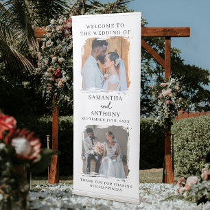 Wedding Welcome Elegant Boho Calligraphy 2 Photo  Retractable Banner