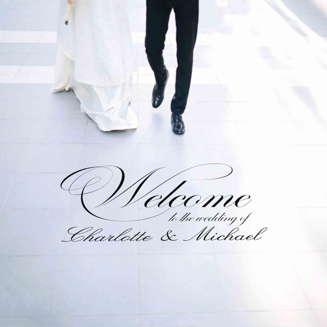 Wedding Welcome Elegant Calligraphy Script Names Floor Decals (Wedding)