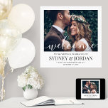 Wedding Welcome Elegant Calligraphy Square Photo Poster<br><div class="desc">Welcome wedding guests to your ceremony or reception with an elegant custom photo 24"x24" square poster. Picture and all text are simple to personalize. (IMAGE PLACEMENT TIP: An easy way to center a photo exactly how you want is to crop it before uploading to the Zazzle website.) The modern minimalist...</div>