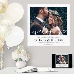 Wedding Welcome Elegant Calligraphy Square Photo Poster