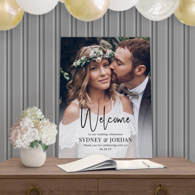 Wedding Welcome Elegant Modern Script and Photo Foam Board (Creator Uploaded)