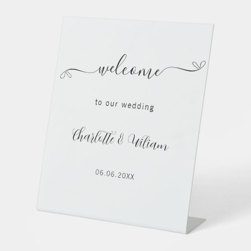 Wedding welcome elegant script minimalist pedestal sign