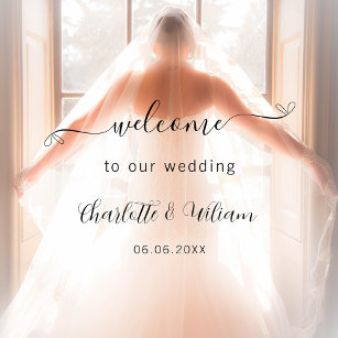 Wedding welcome elegant script minimalist  window cling