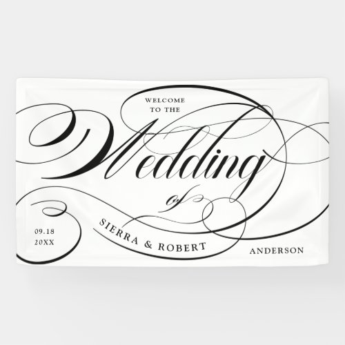 Wedding Welcome Elegant Script with Curved Text Banner