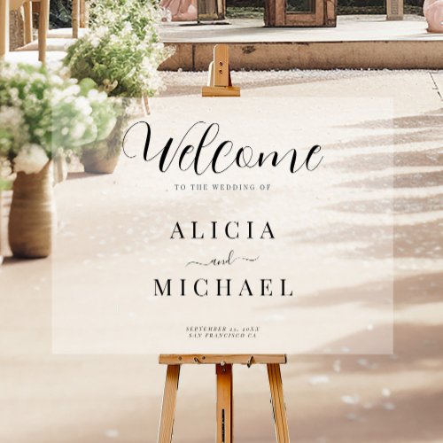 Wedding welcome elegant simple script acrylic sign