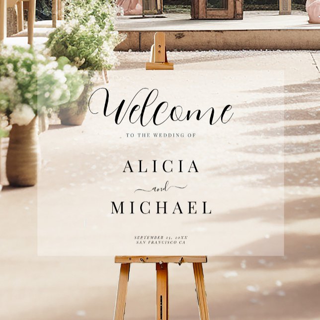 Wedding welcome elegant simple script acrylic sign (Creator Uploaded)