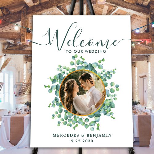 Wedding Welcome Eucalyptus Elegant Custom Photo  Foam Board