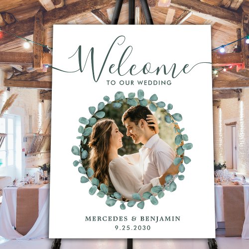 Wedding Welcome Eucalyptus Modern Custom Photo Foam Board