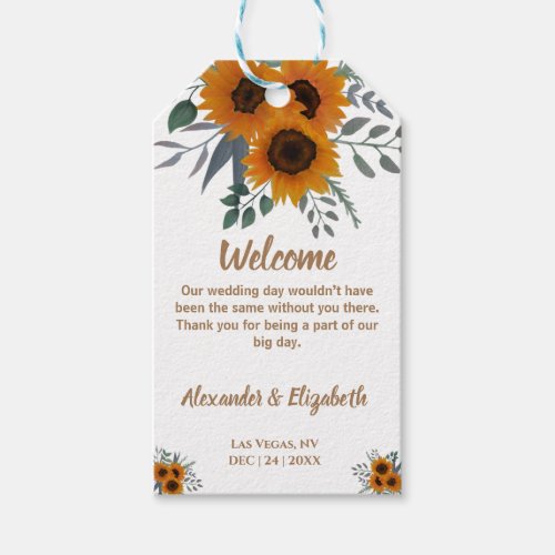 Wedding Welcome Favor Party Favor Sunflowers Gift Tags