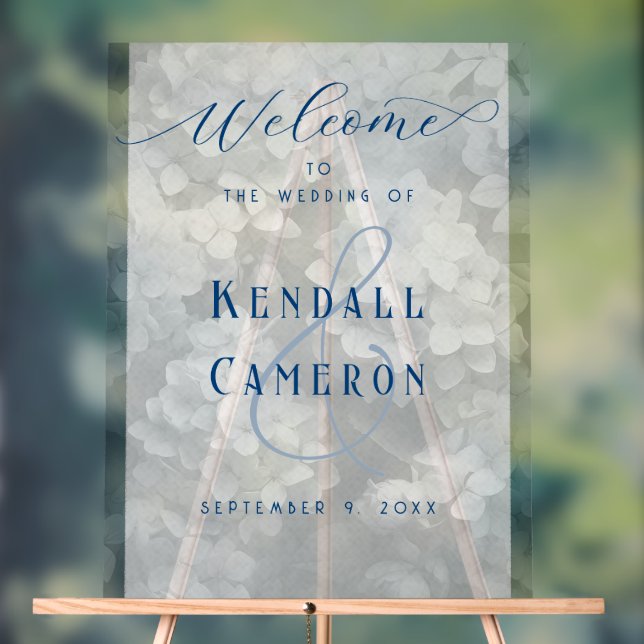 Wedding Welcome Floral Background Acrylic Sign (Neutral)
