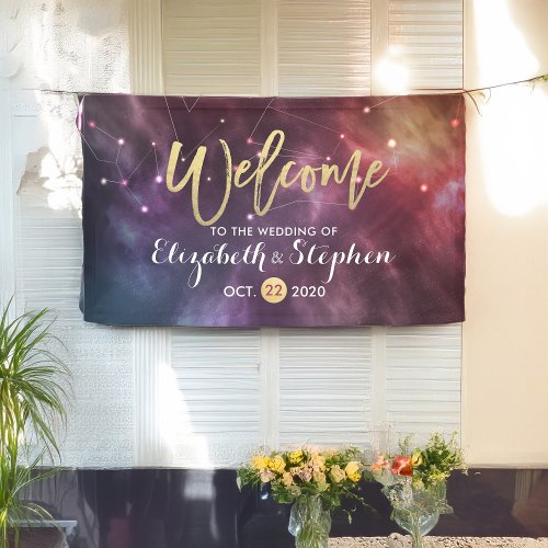 Wedding Welcome Galaxy Stars Nebula Constellations Banner