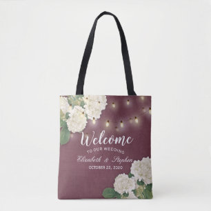 Wedding Welcome Gift Bags Hydrangeas String Lights