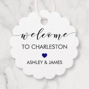 Wedding Welcome Gift Tags for Hotel Guests, Navy