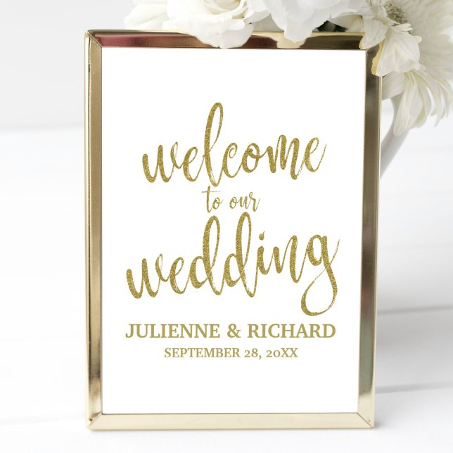 Wedding Welcome Gold Glitter 8x10 Sign (Creator Uploaded)