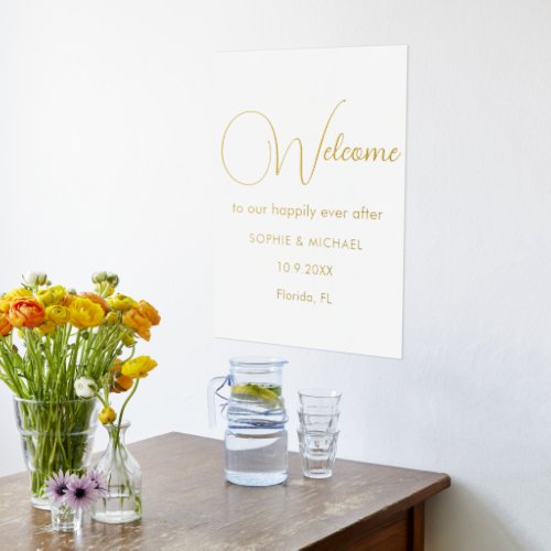Wedding Welcome Gold White Foil Prints