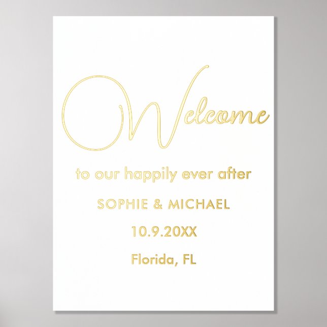 Wedding Welcome Gold White Foil Prints (Front)