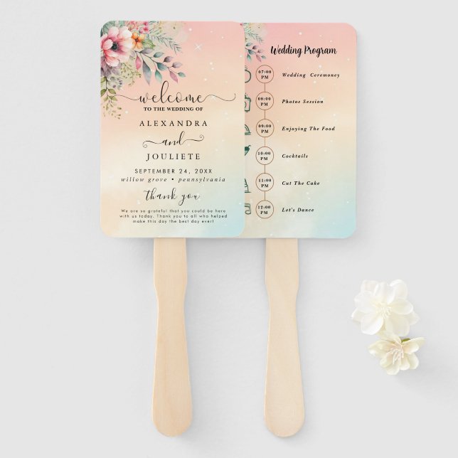 Wedding Welcome Hand Fan (Front and Back)
