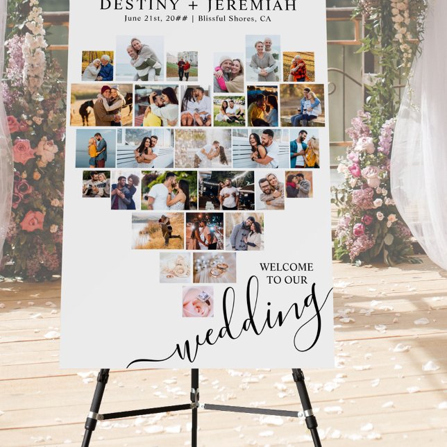 Wedding Welcome Heart Shape 29 Photo Collage Foam Board (Creator Uploaded)