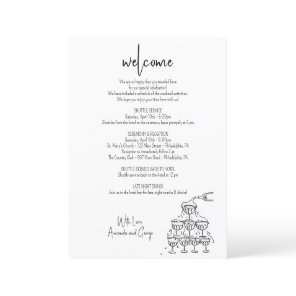 Wedding Welcome Itinerary champagne tower  Holiday Card