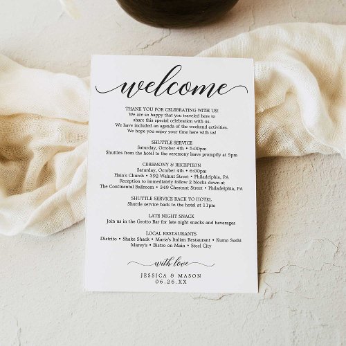 Wedding Welcome Itinerary Letter _ Hotel Bag  Program