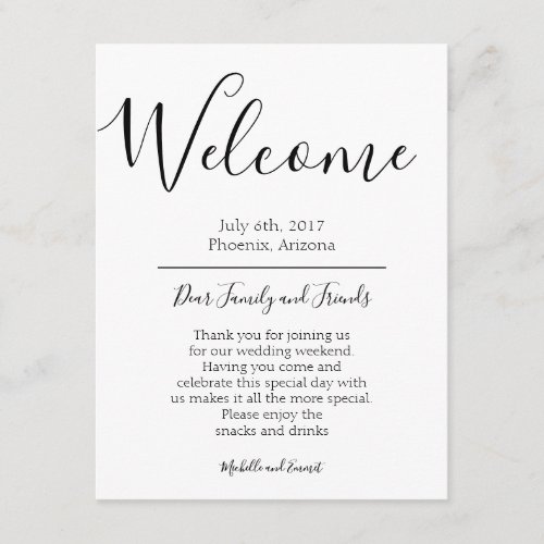 Wedding Welcome Itinerary Note Favor Bag Tag Enclosure Card