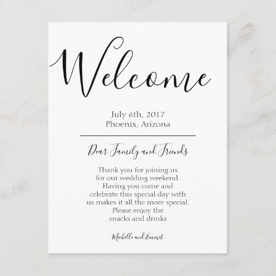 Wedding Welcome Itinerary Note Favor Bag Tag Enclosure Card Zazzle com