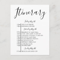 Wedding Welcome Itinerary Note Favor Bag Tag Enclosure Card