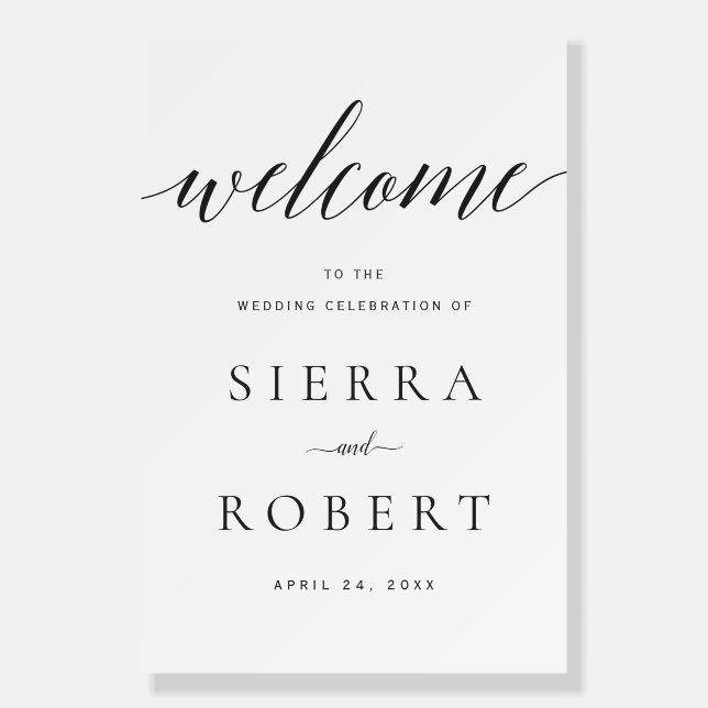 Wedding Welcome Large Elegant Black Script Foam Board (Front)