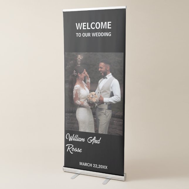 Wedding Welcome large photo Roll Up Custom logo  Retractable Banner (3/4)