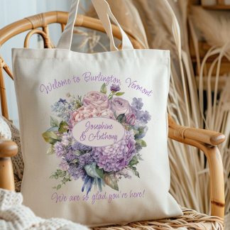 Wedding Welcome Lavender Bouquet Personalized Tote Bag