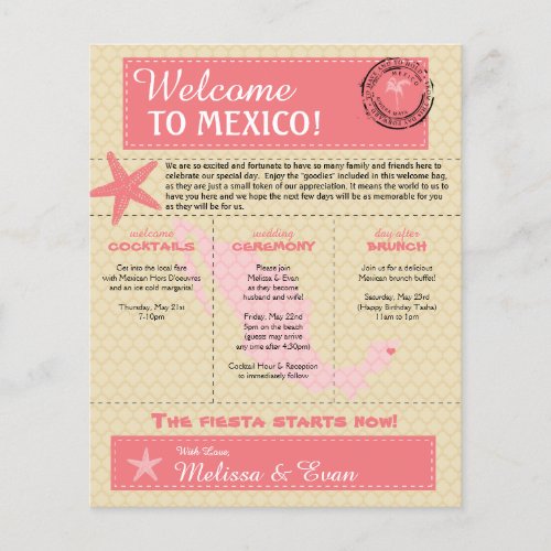 Wedding Welcome Letter for Riviera Maya Mexico