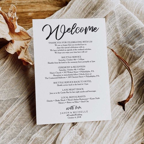 Wedding Welcome Letter _ Hotel Bag Template