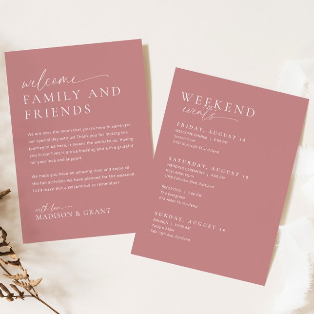 Wedding Welcome Letter & Timeline Itinerary Card (Creator Uploaded)