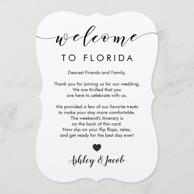 Wedding Welcome Letter & Weekend Itinerary Card (Front)
