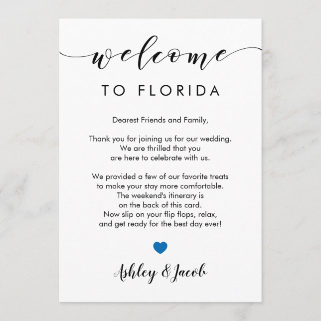 Wedding Welcome Letter & Weekend Itinerary Card (Front)
