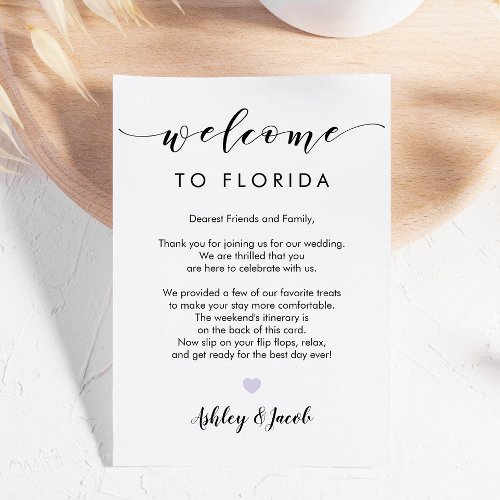 Wedding Welcome Letter  Weekend Itinerary Card