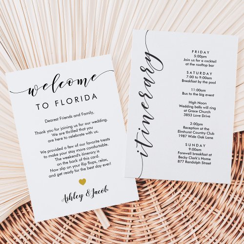 Wedding Welcome Letter  Weekend Itinerary Card
