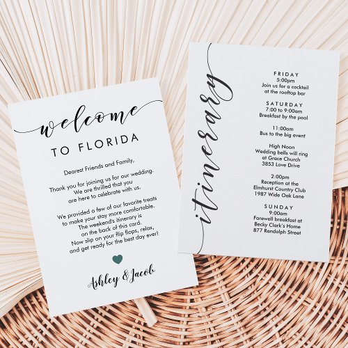 Wedding Welcome Letter  Weekend Itinerary Card