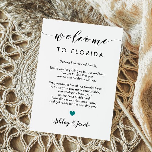 Wedding Welcome Letter  Weekend Itinerary Teal Program