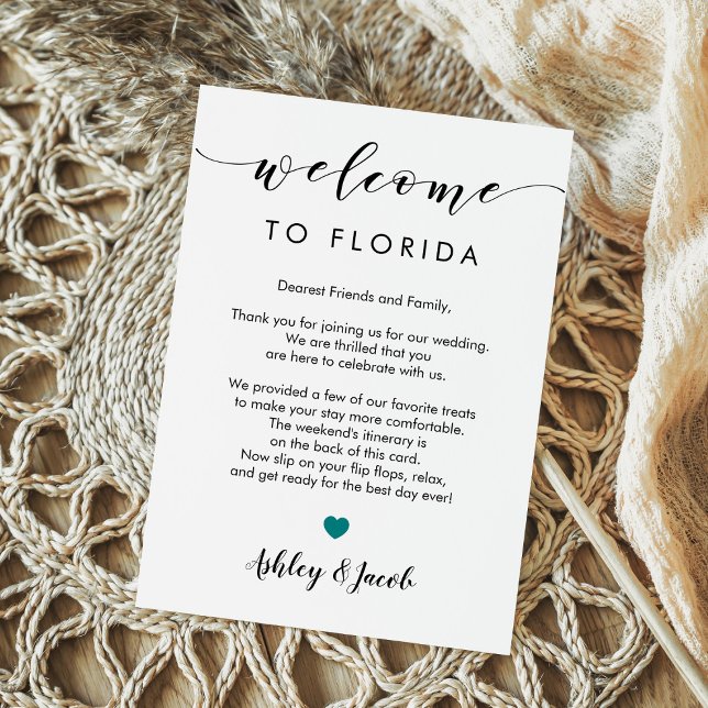 Wedding Welcome Letter & Weekend Itinerary, Teal Program (Creator Uploaded)