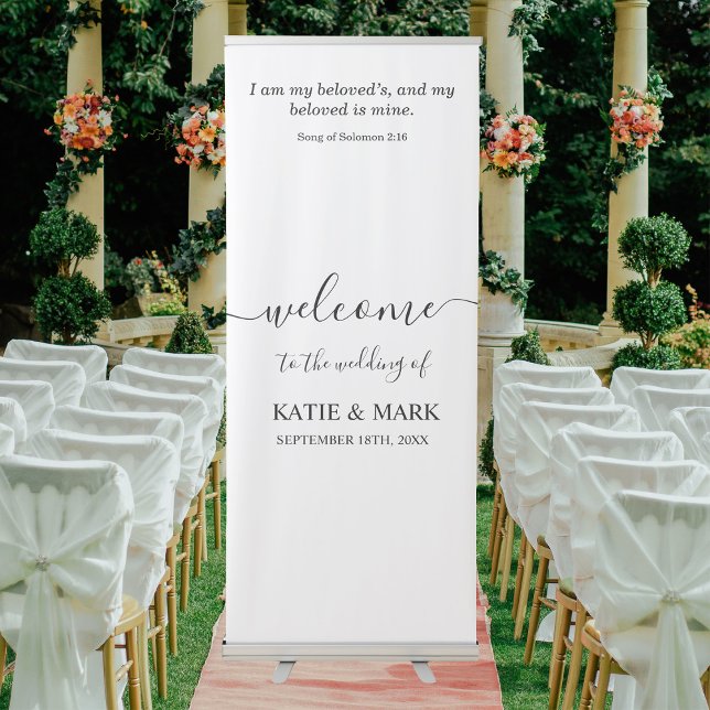 Wedding Welcome Minimalist Romantic Bible Verse Retractable Banner (Creator Uploaded)