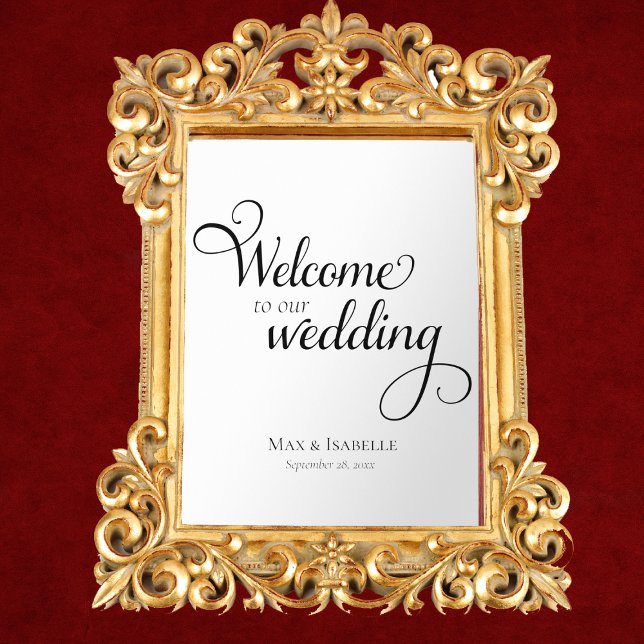 Wedding Welcome Mirror Glass Decal Window Cling (elegant calligraphy script wedding mirror cling decal for glass, welcome sign for wedding reception)