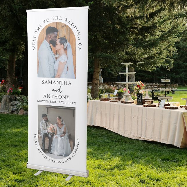 Wedding Welcome Modern Boho Arch 2 Photo  Retractable Banner (Wedding Welcome Modern Boho Arch 2 Photo Retractable Banner)