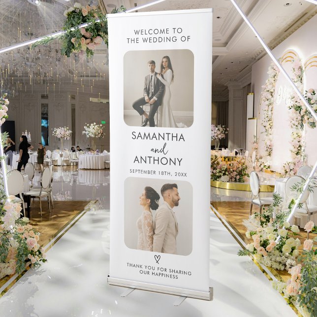 Wedding Welcome Modern Boho Frame 2 Photo  Retractable Banner (Wedding Welcome Modern Boho Frame 2 Photo Retractable Banner)