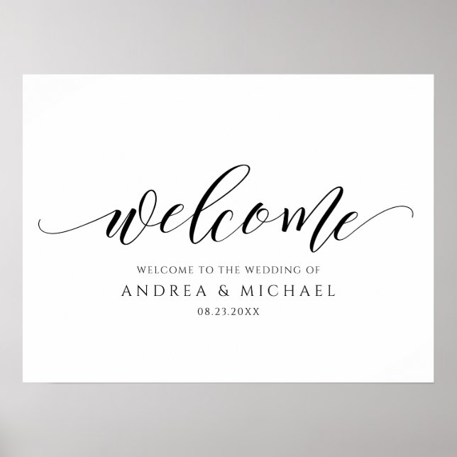 Wedding Welcome Modern Calligraphy Bridal Shower Poster (Front)